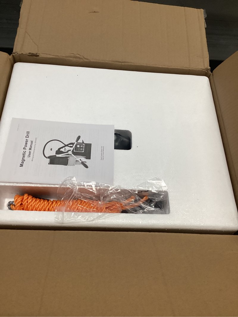 Condition photo showing New/Like New for ZELCAN Mag Drill Press with 11 Pcs Bits, 1550W Portable Magnetic Drill Press with 2" Boring Diameter, 0-580 rpm Stepless Speed & Reversible Direction, 2922 lbf Power Magnetic for Metal Surface Update 1550W/2" with 11 Drill Bits