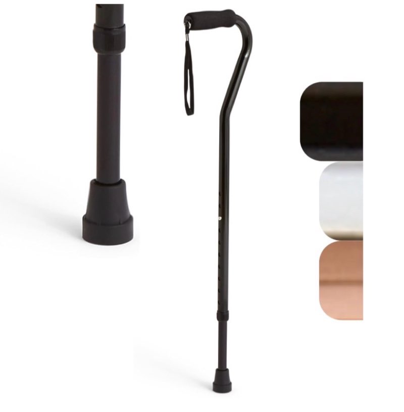 Medline Aluminum Offset Walking Cane for Seniors & Adults is Portable and Lightweight for Balance