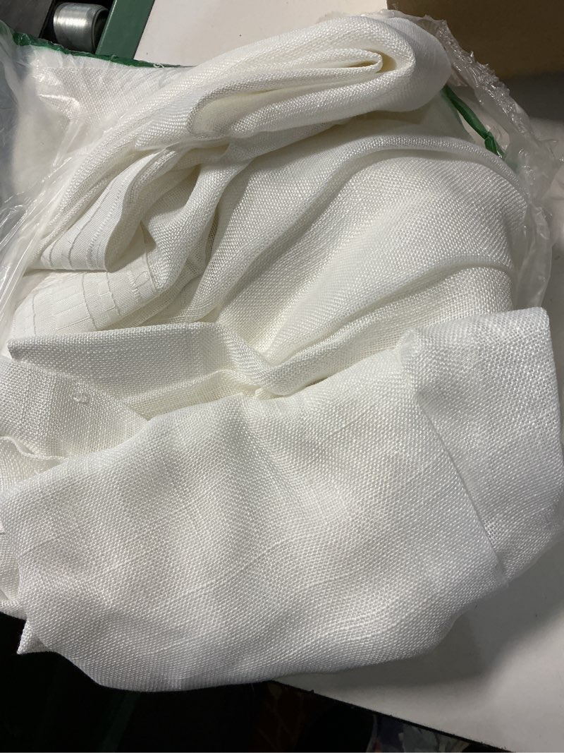 Condition photo showing Good Condition for nicetown white linen curtains 95 inches length 2 panels rod pocket & back tab pinch pleated burlap semi sheer privacy with light filtering window covering for bedroom/living room, w52 x l84 52"w x 95"l (pack of 2) white