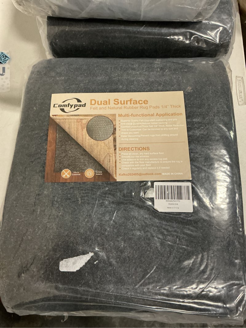 Condition photo showing New/Like New for felt rug pad, 5 x 8 ft rubber non-slip rug pad gripper, keep rugs secure and in place, extra strong under carpet mat cushion - for all floors 5' x 8' (rectangular)