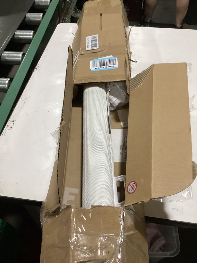 Condition photo showing New/Like New for reinforced 75” wide retractable baby gate with support rods, upgrade extra long retractable dog gates for doorways extra wide mesh baby gate retractable pet gate for stairs child safety gate(white) white reinforced 33" tall x 75" wide