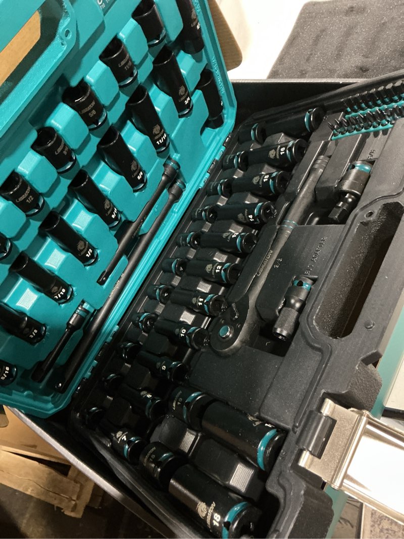 Condition photo showing Good Condition for libraton 3/8 socket set 90pcs, sae(5/16-3/4") & metric(7-19mm) impact socket set, cr-v impact driver socket, deep&shallow, extension bars, ratchet handle, screwdriver bits, spark plug sockets, adapter