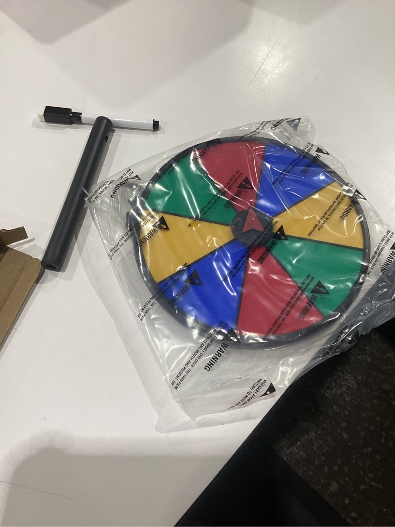 Condition photo showing New/Like New for pionites prize wheel 8 inch tabletop roulette wheel of fortune spin with dry erase marker for engaging home parties, trade show, carnival events,party birthday wedding housewarming