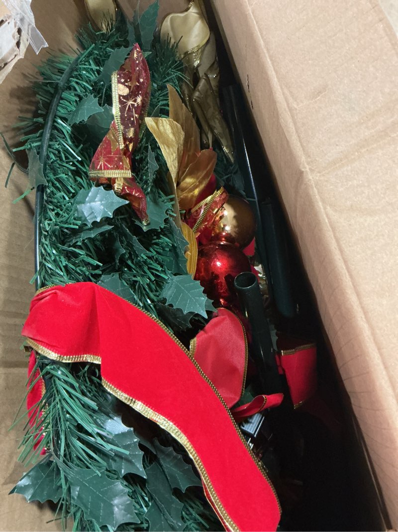 Condition photo showing Good Condition for 6 Ft Pre-Decorated Pop Up Full Christmas Tree Prelit 200 Warm White LED Lights 8 Modes Timer UL Plug in, 1 Minute Pull Up Collapsible Christmas Tree with 64 Ornaments for Indoor Outdoor Home Holiday