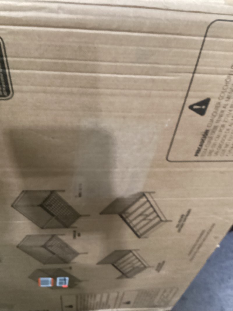 Condition photo showing As Is for incomplete *dream on me synergy 5-in-1 convertible full-size baby crib with toddler, day & full bed conversion in cool grey, greenguard gold & bsa, 3 mattress heights, sustainable pinewood cool grey synergy