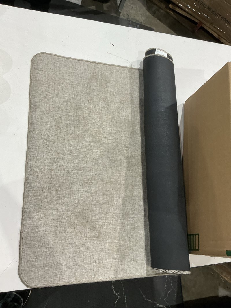 Condition photo showing As Is for lekeepgo ultra thin indoor door mat 24"x36", low-profile door mat indoor entrance, non slip rubber backing inside doormat washable welcome front entryway dirt trapper entry mat, khaki khaki 2' x 3' (rectangular) solid