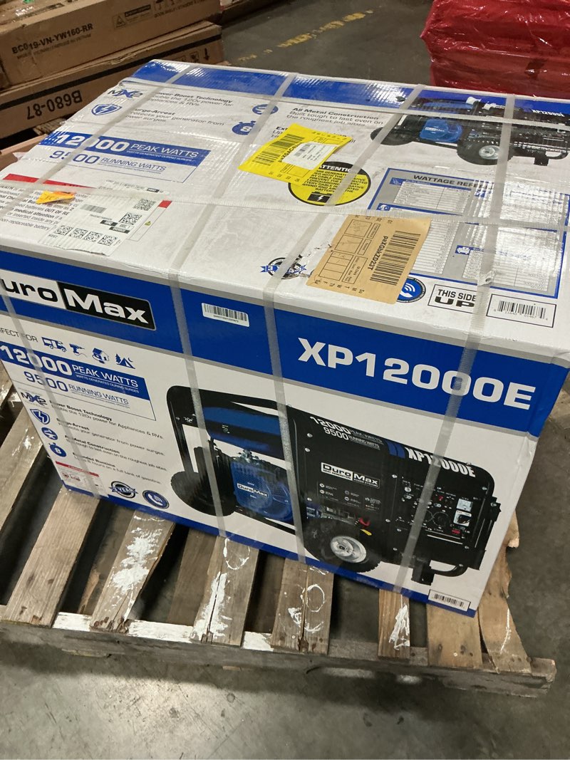 Condition photo showing Good Condition for DuroMax Gas Powered Portable 12000 Watt-Electric Start-Home Back Up & RV Ready, 50 State Approved Generator, Blue, Black