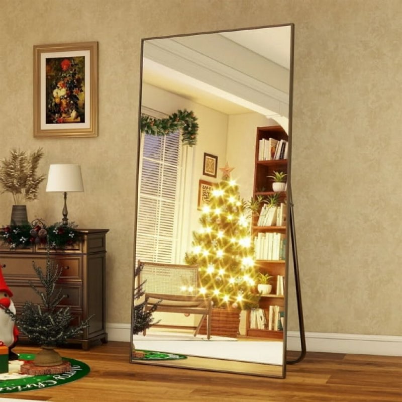 beautypeak 76"x34" rectangle full body floor mirrors, full length mirror hanging or leaning, aluminu