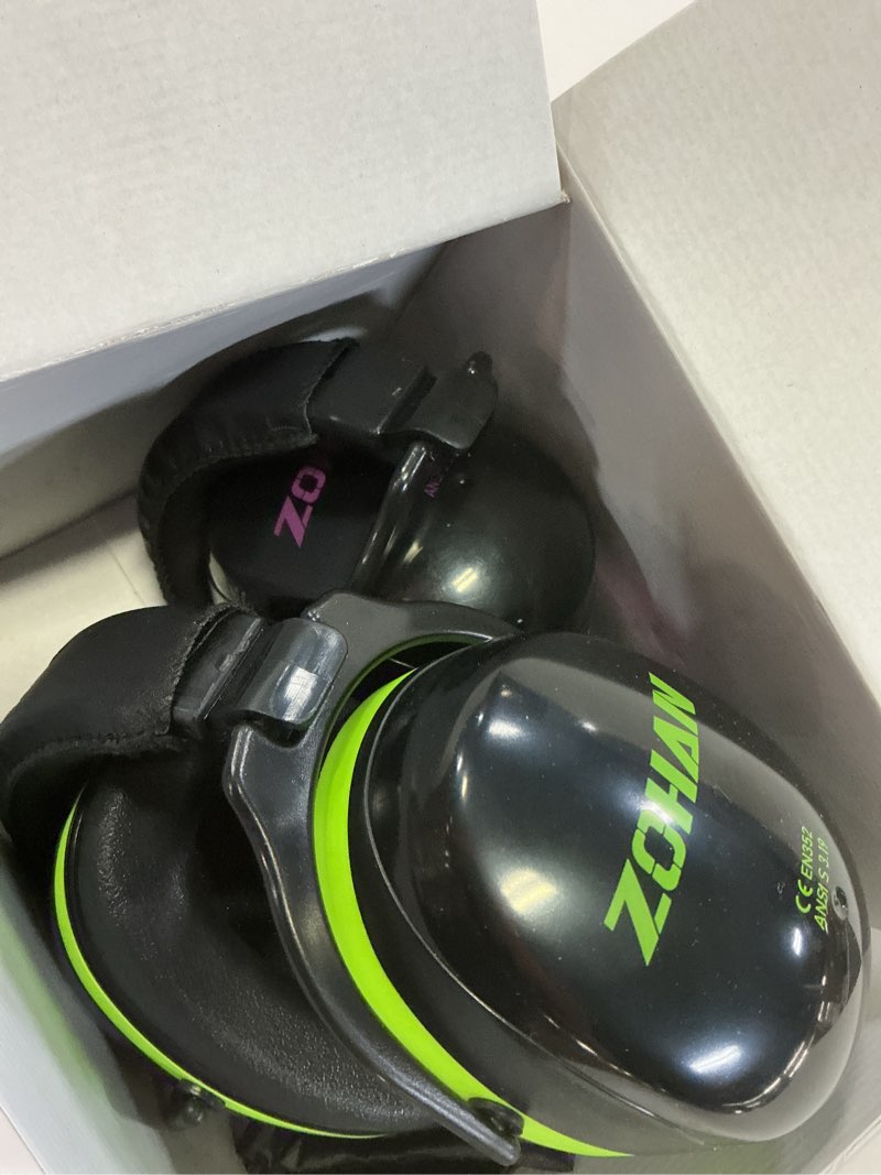 Condition photo showing Good Condition for ZOHAN 012 Noise Reduction Earmuffs 2 Packs for Hearing Protection, NRR 28dB Adjustable Safety Ear Muffs for Mowing, Autism Green+purple