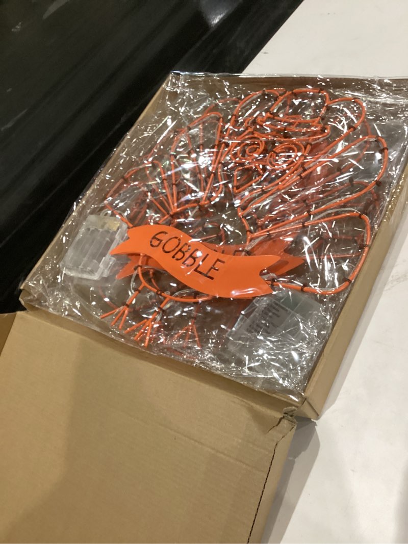 Condition photo showing Good Condition for [Timer & 8 Modes] Thanksgiving Turkey Decorations Window Lights, Thanksgiving Window Decorations Silhouette Light Orange Battery Operated Turkey Lights for Home Indoor Thanksgiving Party Decor