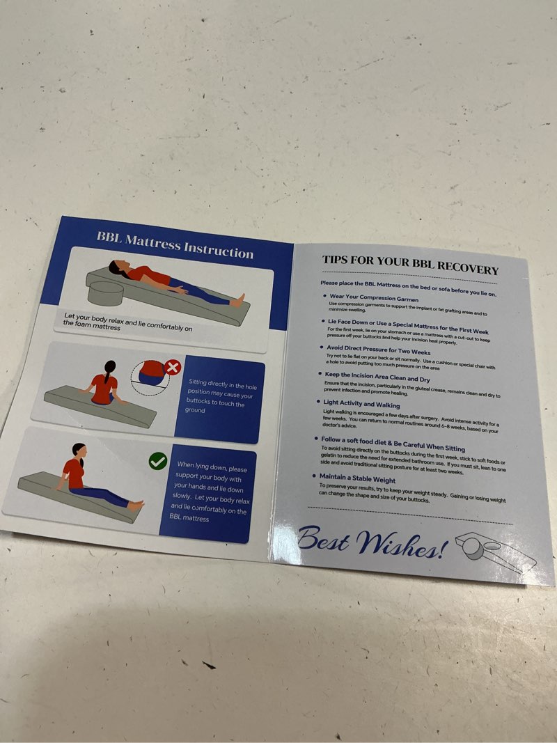 Condition photo showing As Is for HOMBYS BBL Bed After Surgery for Sleeping with Hole,High Density Foam BBL Mattress with Hole,Brazilian Butt Lift Recovery Pillow After Surgery with Removable Cover (67x22x6.3in) 67x22x6.3in(Hole15.6x12.3in)