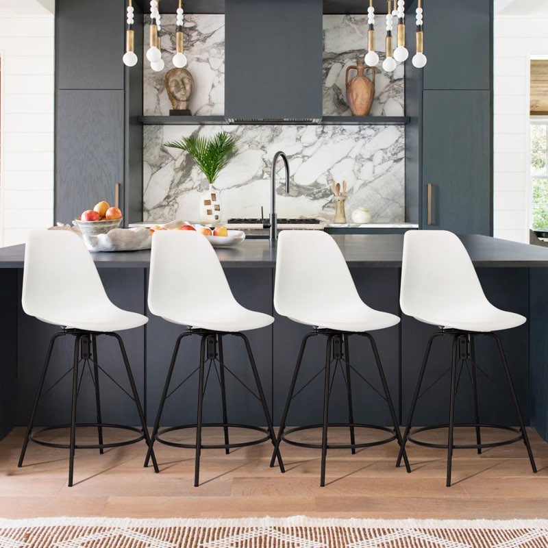 . Lehman Swivel Counter Stool with Metal Frame (Set of 4)