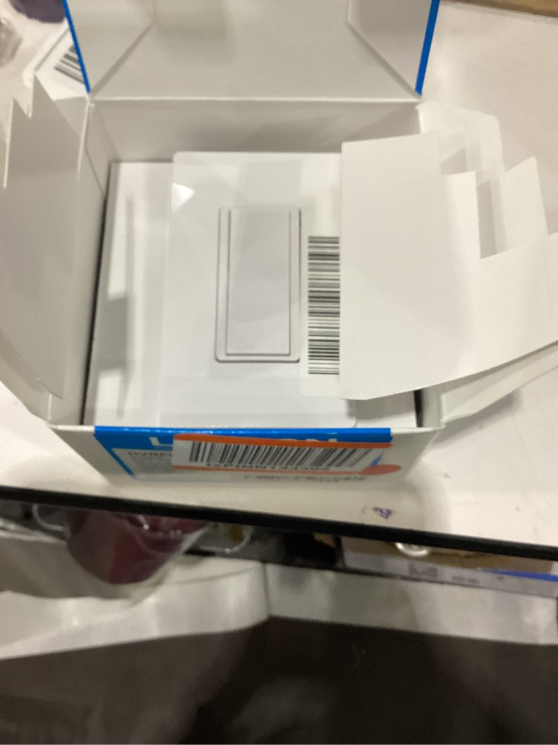 Condition photo showing Good Condition for Lutron Claro Smart Light Switch w/ Wall Plate for Caseta Lighting, for LED Lights, Fans, 5 Amp, Single-Pole/3-Way, Neutral Required, DVRFW-5NS-WH-A, White White 1 Pack Claro Smart Switch w/Wallplate