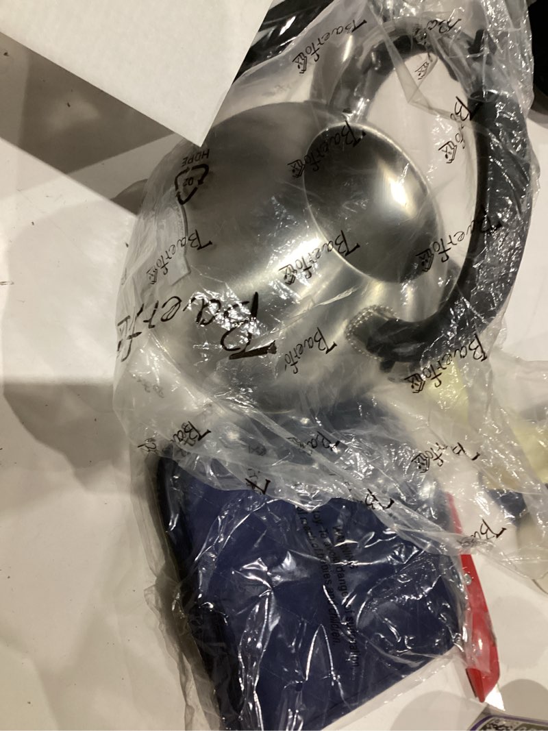 Condition photo showing Good Condition for Tea Kettle, Tea Kettle Stovetop, BAERFO 2.64 Quart Premium 304 Food-Grade Whistling Tea Kettles,Teapot Stovetop, Durable and Rust-Resistant, with a Pot Holder Included, Vintage Tea Kettle (Brushed)