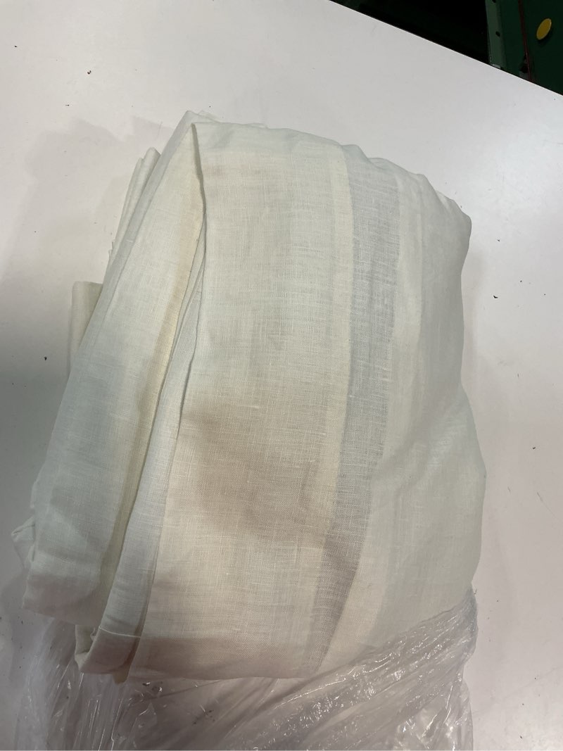 Condition photo showing As Is for european linen room darkening curtain, 48x84, ivory