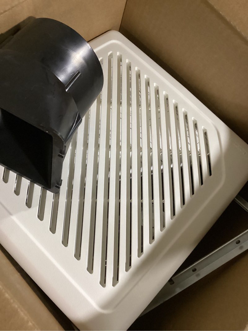 Condition photo showing As Is for broan invent 1-sone 110-cfm white bathroom fan, energy star