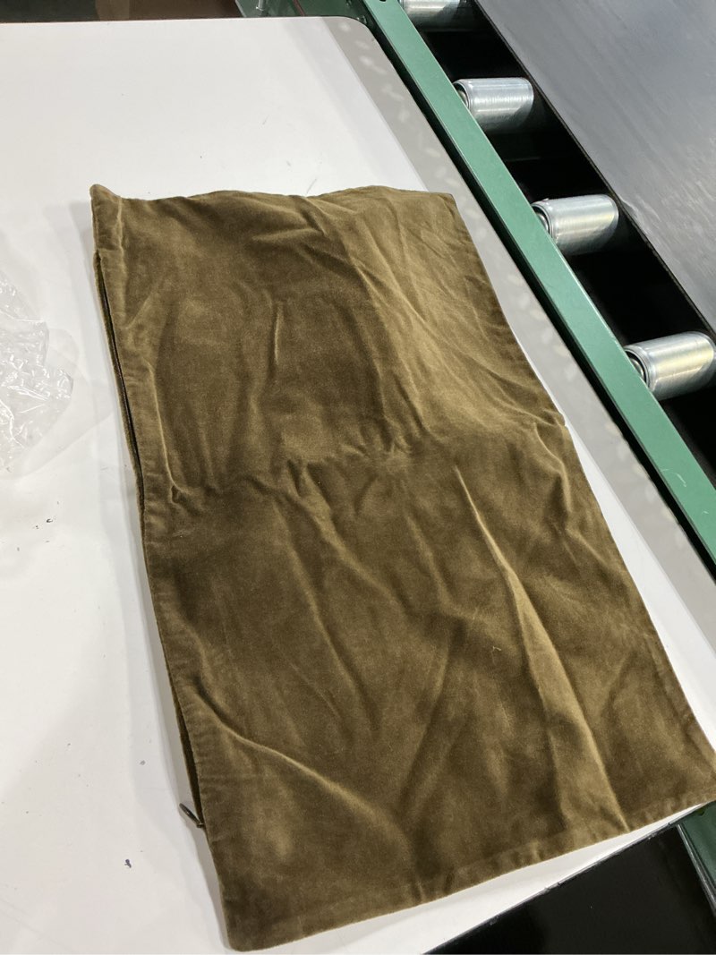Condition photo showing As Is for 12x20 cotton velvet oversized lumbar pillow cover(quince)