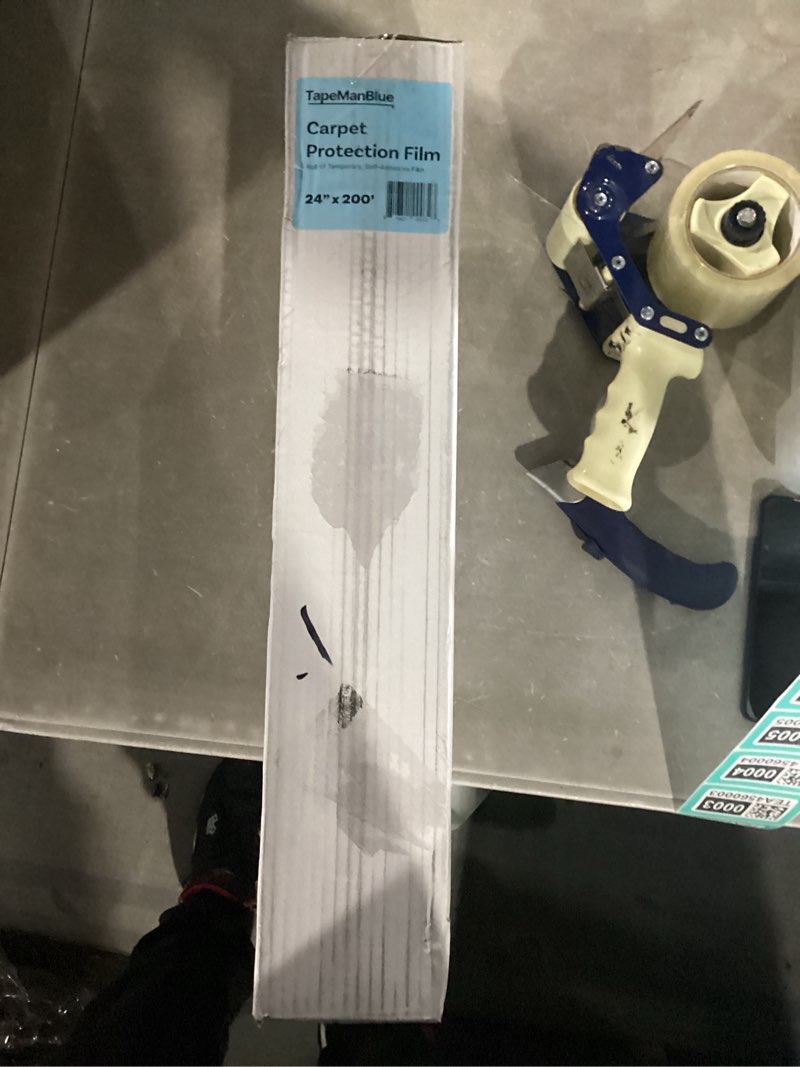 Condition photo showing New/Like New for tapemanblue carpet protection film 24" x 200' roll, self adhesive plastic carpet protector film with clean removal & easy unwind, durable protection tape to shield your surface from dirt and spills