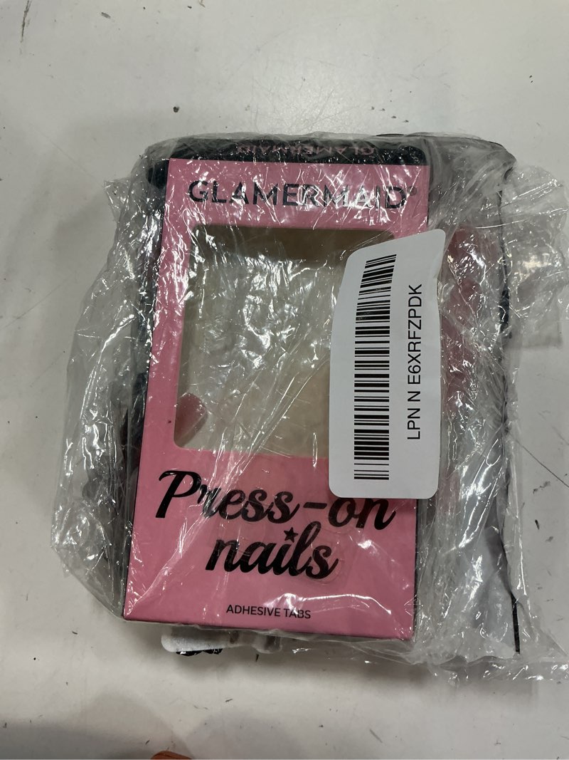 Condition photo showing As Is for glamermaid pink french tip press on nails short, soft gel fake nails short sqaure, fit perfectly & natural classy french glue on nails, 30 pcs reusable acrylic false nails manicure kit for women gift