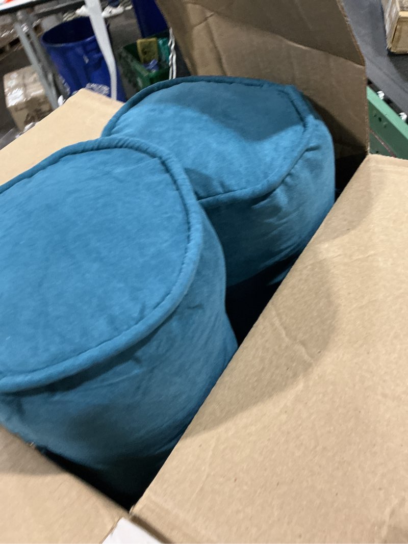 Condition photo showing Good Condition for Blazing Needles Corded Microsuede Bolster Throw Pillow, 20" x 8", Teal 2 Count (9814-CD-S2-MS) Teal 20" x 8"