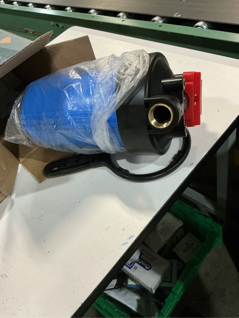 Condition photo showing New/Like New for simpure whole house water filter housing (db10p), 10" x 4.5" sediment carbon filter universal housing, pre-filtration system for well and city water, 1" npt port, pressure release 1 count (pack of 1) system (10 inch x 4.5 inch)