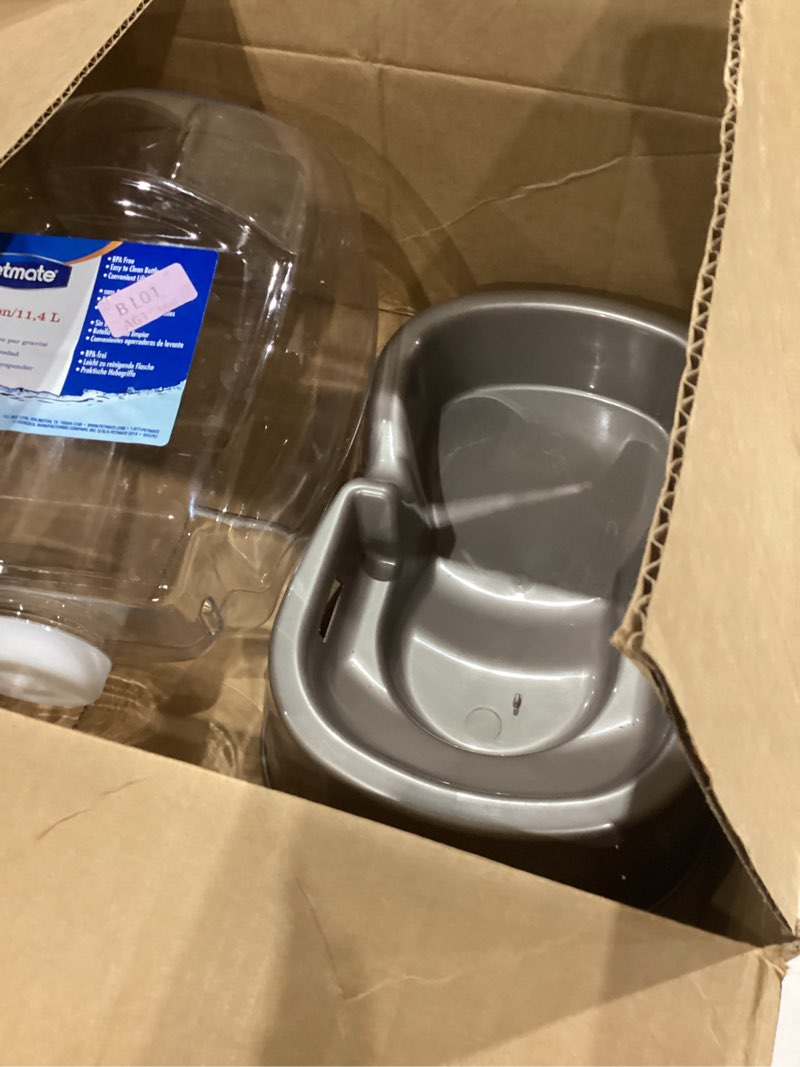 Condition photo showing As Is for Petmate Pet Cafe Cat and Dog Water Dispenser - Water Bowl for Cats and Dogs, USA Made, 3 GAL, Pearl Tan Pearl Tan 3 GAL