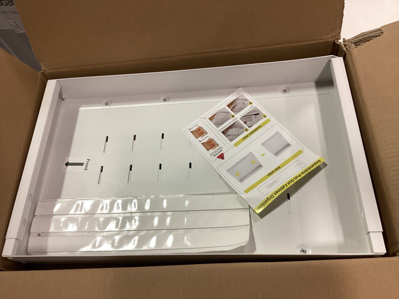 Condition photo showing Good Condition for 1 Pack 21" Deep Pull Out Cabinets Drawers Organizer for Kitchen, Expandable Slide Out with Adhesive, Adjustable Roll Out Cabinet Shelf for Pantry Pots Pans (White, 21" D x 12.6" W x 2.76" H) White 1 Pack White