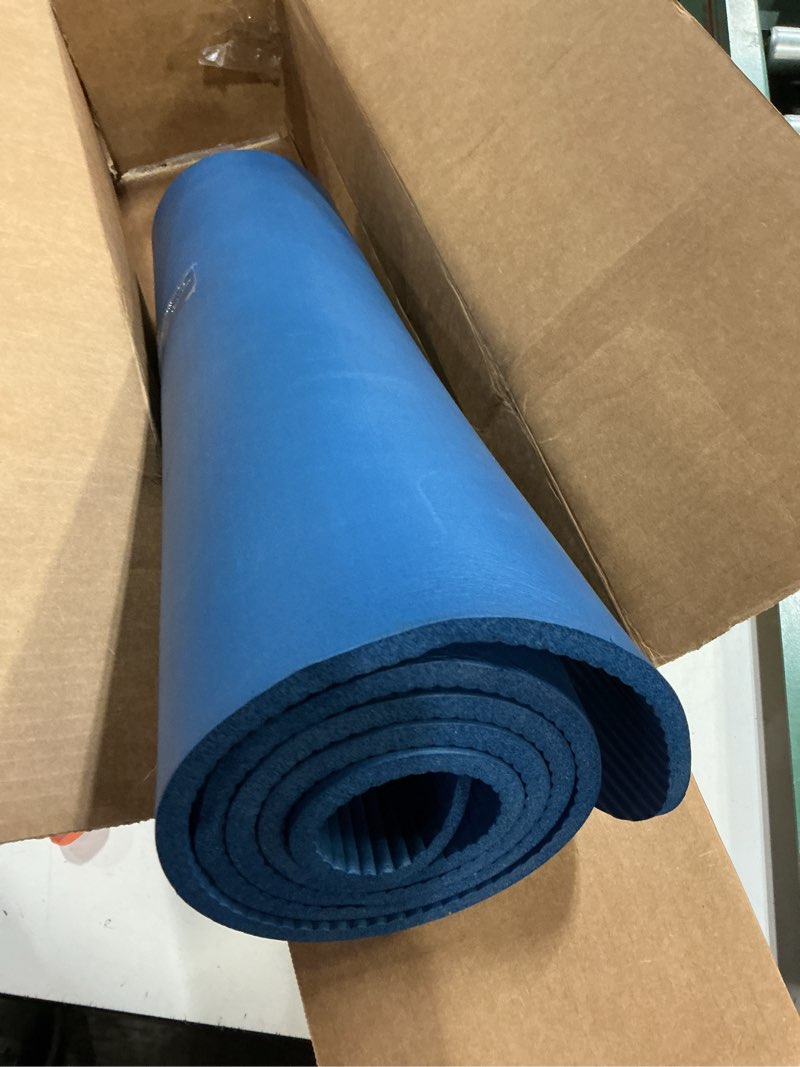 Condition photo showing Good Condition for Gaiam Dry-Grip Yoga Mat - 5mm Thick Non-Slip Exercise & Fitness Mat for Standard or Hot Yoga, Pilates and Floor Workouts - Cushioned Support, Non-Slip Coat - 68 x 24 Inches Blue