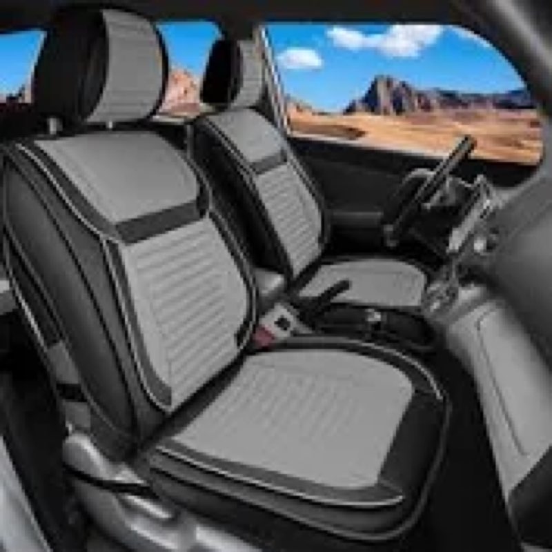Lingvido car seat cover for silverado front black and grey 