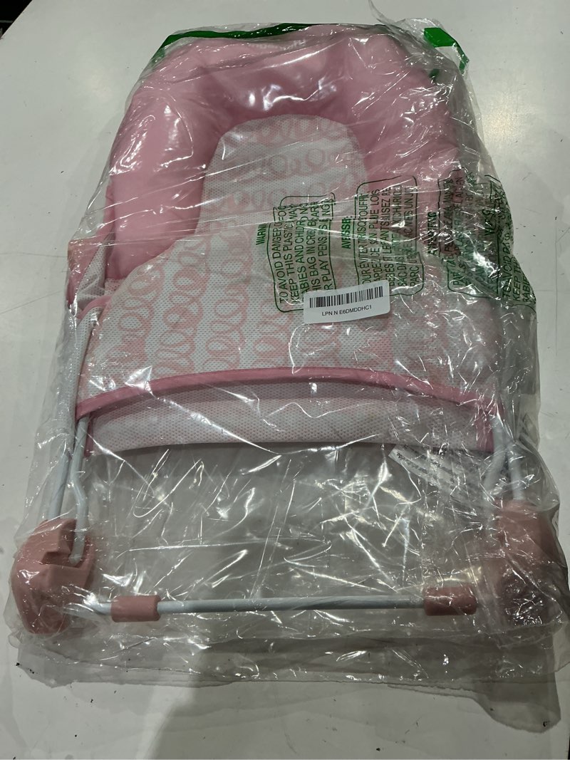Condition photo showing As Is for ingenuity foldaway 2-position bather, 2-position adjustable support baby bath seat for sink or bathtub, ages 0-6 months, up to 20 pounds, pink