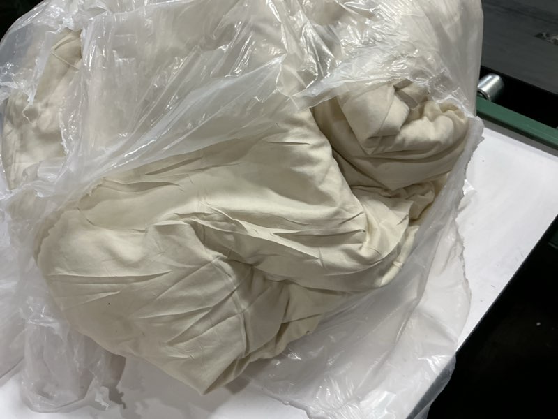 Condition photo showing As Is for Bonlino Queen Comforter Set - Ruched Comforter Queen Size Bed Set Boho Shabby Chic Bedding for Bedroom Comforter Fluffy 3 Piece Ruffle Comforter Set with Pillow White Bedding Soft Wheat Queen