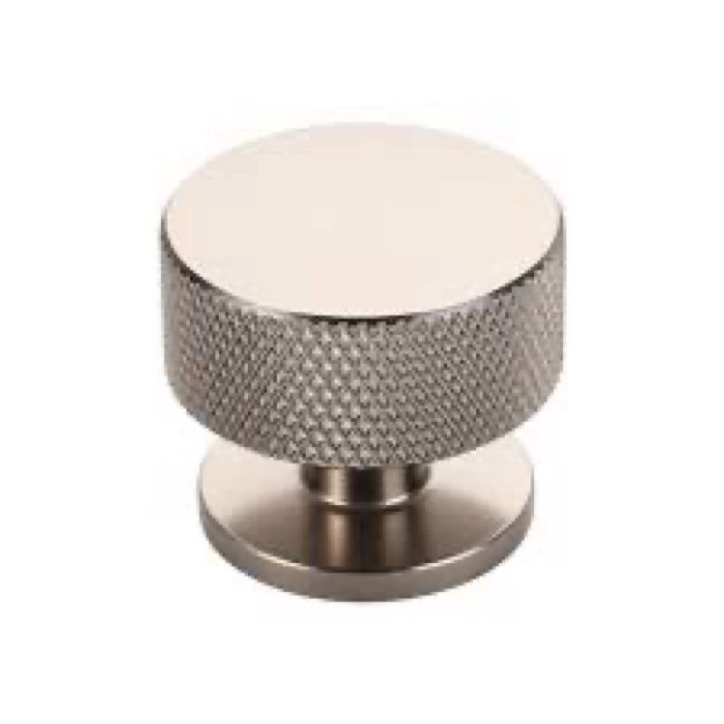 Alzassbg 10 Pack Brushed Satin Nickel Cabinet Knobs, 1.2 Inch Diameter Knurled Round Kitchen Knobs f