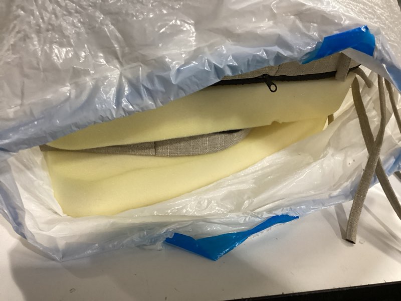 Condition photo showing As Is for Chair Cushions for Dining Chairs, 2" Thick Seat Cushions for Kitchen Chairs, D-Shaped Chair Pads with Washable Cover, Ties and Non Slip Backing, 17'' x 16'', Set of 4, Beige 4 Count(Pack of 1) Beige