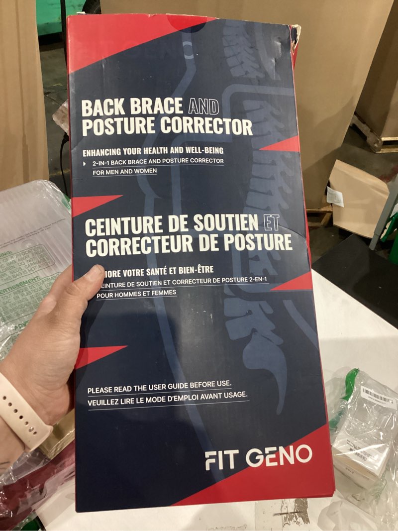 Condition photo showing As Is for fit geno back brace posture corrector for men & women: shoulder straightener adjustable full back support pain relief - scoliosis hunchback spine corrector (large/x-large) beige large/x-large