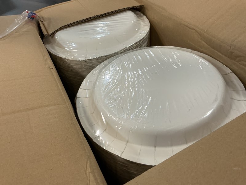Condition photo showing Good Condition for jolly chef 10 inch disposable paper plates 500 count, soak proof, cut proof, heavy duty paper plates for party or everyday use 10 in-500 count