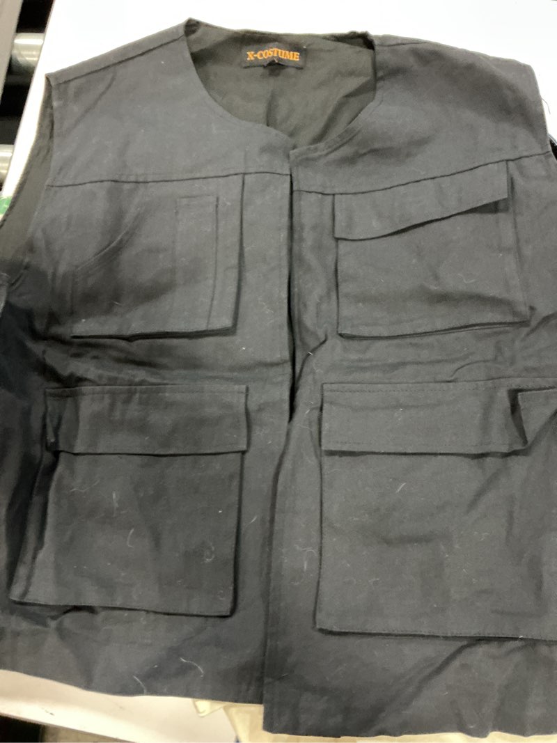 Condition photo showing As Is for men's cosplay costume black vest shirt pants adult full set outfits for halloween (black, xx-large)