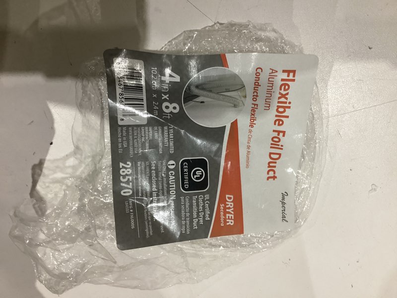 Condition photo showing As Is for imperial 4-in x 96-in foil flexible duct