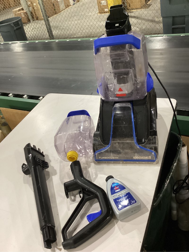Condition photo showing As Is for *not tested* bissell turboclean, upright carpet cleaner, pro max clean & protect + oxy urine eliminator formula included, 3952