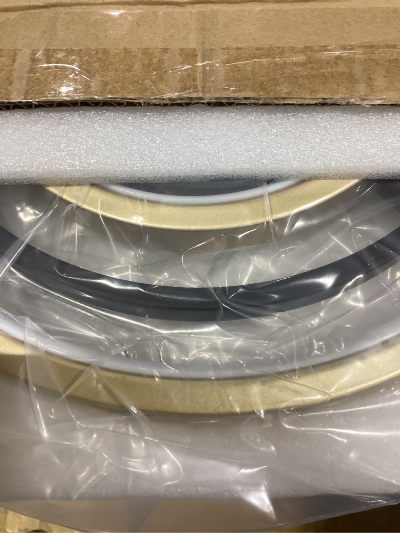 Condition photo showing New/Like New for Modern LED Chandelier DIY Creative Chandelier Adjustable Hanging Round Ring 3 Ring 4000K Warm White Light Fixture for Dining Room Bedroom Kitchen Island Hall Black Gold (D = 11.8") 11.8 inch