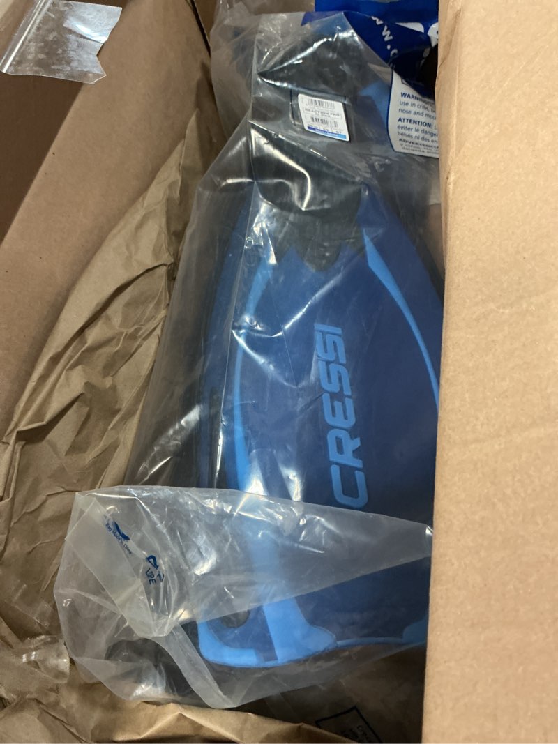 Condition photo showing Good Condition for Cressi Adult Snorkeling & Scuba Diving Fins - Powerful Full Foot Pocket Fins - Reaction Pro: Made in Italy EU 38/39 | US Man 6-6.5 | US Lady 7-7.5 blue