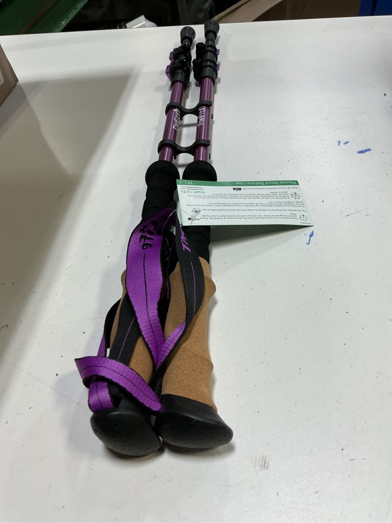 Condition photo showing Good Condition for TheFitLife Trekking Poles - Lightweight 7075 Aluminum Hiking Sticks with Cork Grips, Adjustable Telescopic Design, Metal Flip Lock for Men & Women - Perfect for Hiking, Walking, Camping & Backpacking Purple