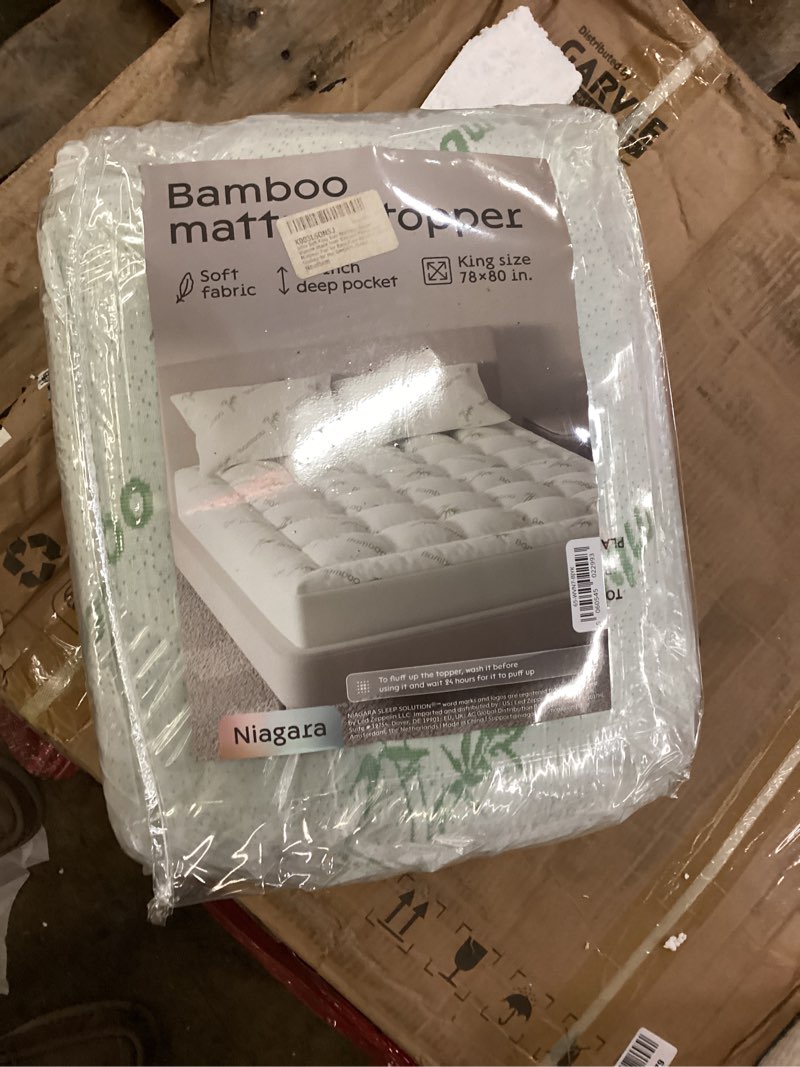 Condition photo showing New/Like New for ultra soft king size mattress topper - viscose made from bamboo pillow top mattress pad for back pain relief - naturally cooling for hot sleepers, green green king