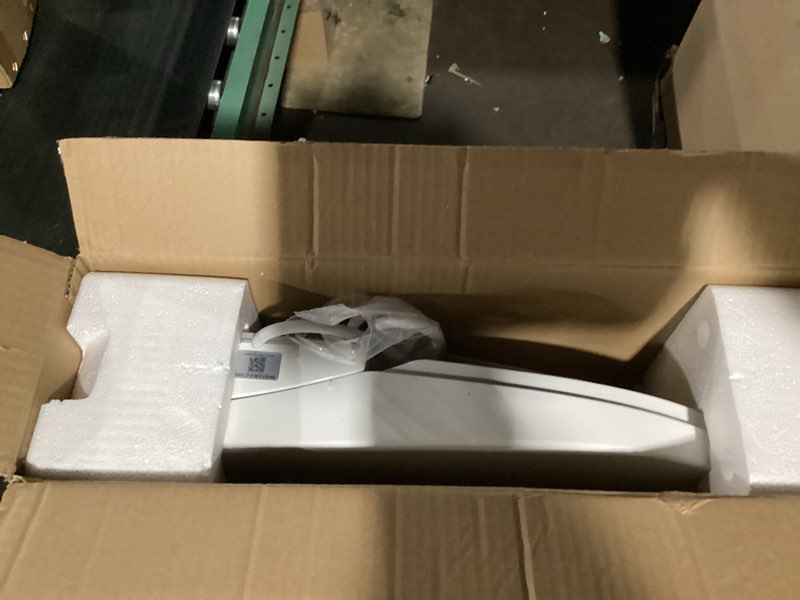 Condition photo showing New/Like New for bidet toilet seat elongated, electric heated seat with instant warm water, remote & side knob control, self-clean nozzle, soft close lid, night light, warm air dryer white