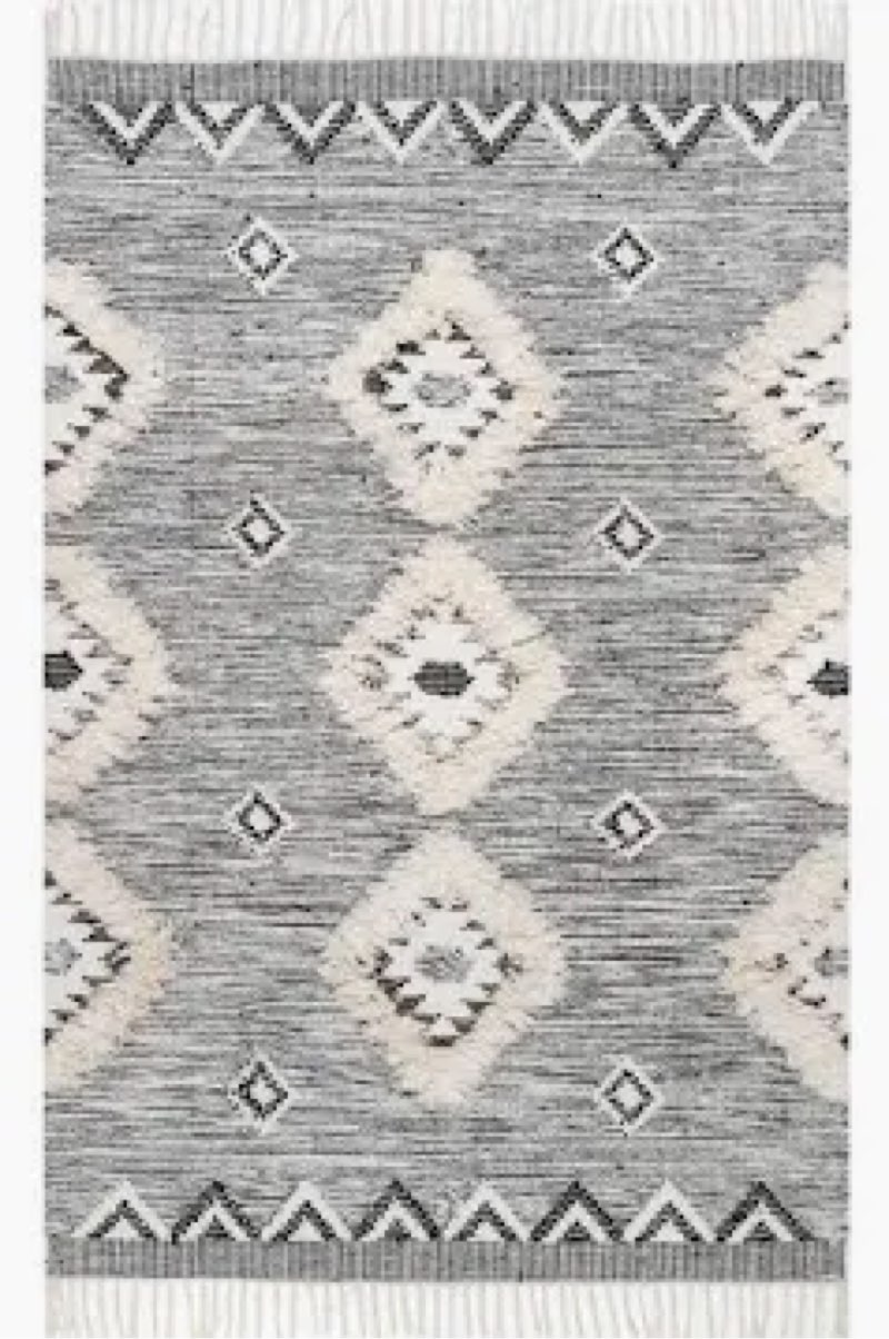 Black Shaggy Moroccan Lattice Fringe 8' 6" x 11' 6" rug 