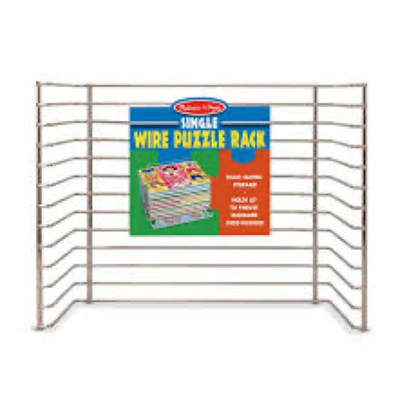 melissa & doug puzzle storage rack - wire rack holds 12 puzzles - puzzle rack organizer, puzzle hold