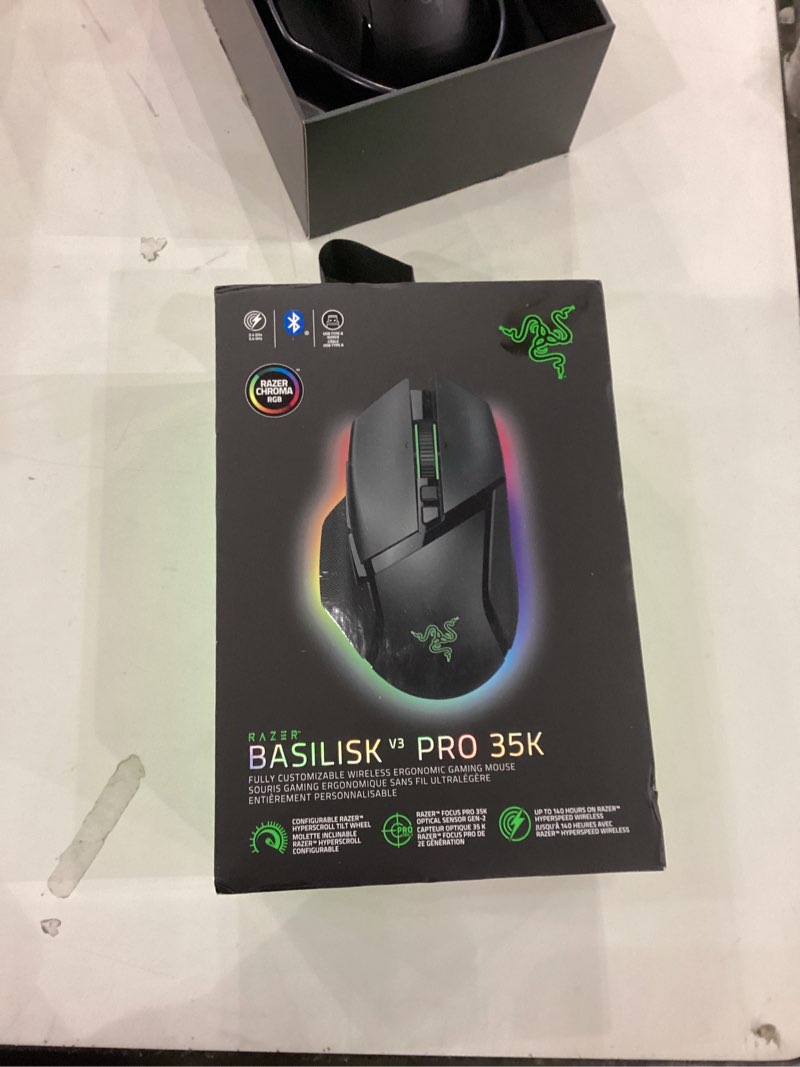 Condition photo showing As Is for Razer Basilisk V3 Pro 35K Wireless Gaming Mouse: HyperScroll Tilt Wheel - 35K DPI Optical Sensor Gen 2-13 Customizable Controls - Chroma RGB - Optical Switches Gen 3 - Up to 140 Hr Battery - Black
