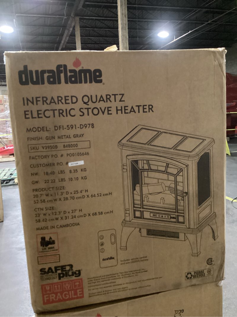 Condition photo showing Good Condition for Duraflame infrared quartz electric stove heater color gun metal gray
