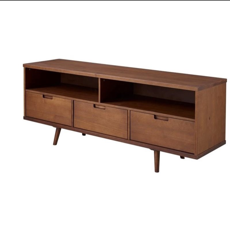 58  3-Drawer Mid Century Modern TV Stand - Walnut