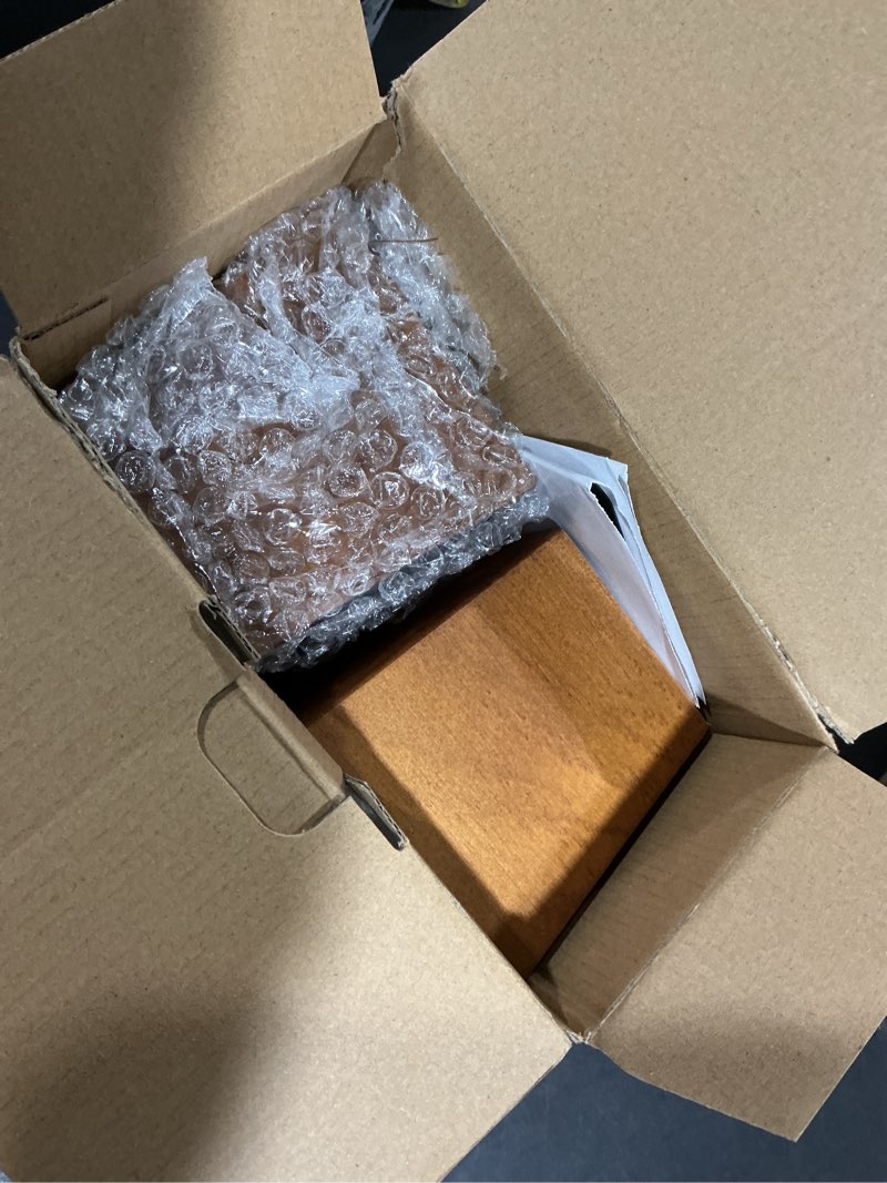 Condition photo showing Good Condition for Lufia Wood Bed Risers 4 Inch, Premium Pine Furniture Risers - Sturdy, Stylish and Space Saving 4" Bed Lift for Sofa, Desk and More - 4-Pack (Brown Wood, 4 Inch) 4 Inch Brown Wood