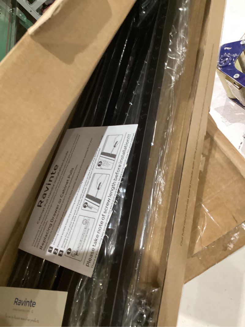 Condition photo showing New/Like New for ravinte 10 pack 18 inch square cabinet handles matte black drawer pulls kitchen hardware 18-1/2 inch (18 inch hole center) 10